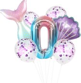 Zeemeerminballonnen met cijfer voor 0 verjaardagsfeestjes - decoratiebenodigdheden voor meisjes - zeemeerminstaart - groot aantal 0 ballonnen - verjaardagsdecoraties voor meisjes partijen.