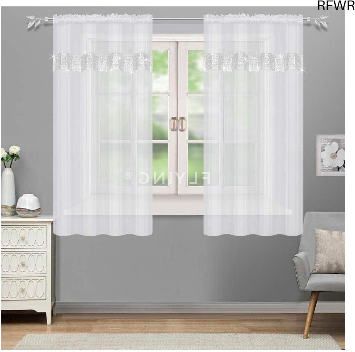 RFWR Moderne witte voile raamgordijnen set van 2, 145 x 160 cm, zorgt voor privacy en stijl