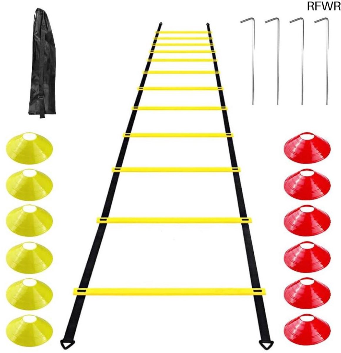 RFWR® Voetbaltrainingsset met Coördinatieladder en Kegels voor Optimaal Prestaties