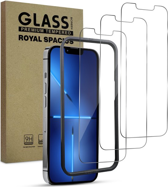 Protection d'écran pour iPhone 13 / 13 pro / 14 / 16e - Avec outil d'alignement - Verre de protection trempé - Protection d'écran en Tempered Glass - 3 pièces