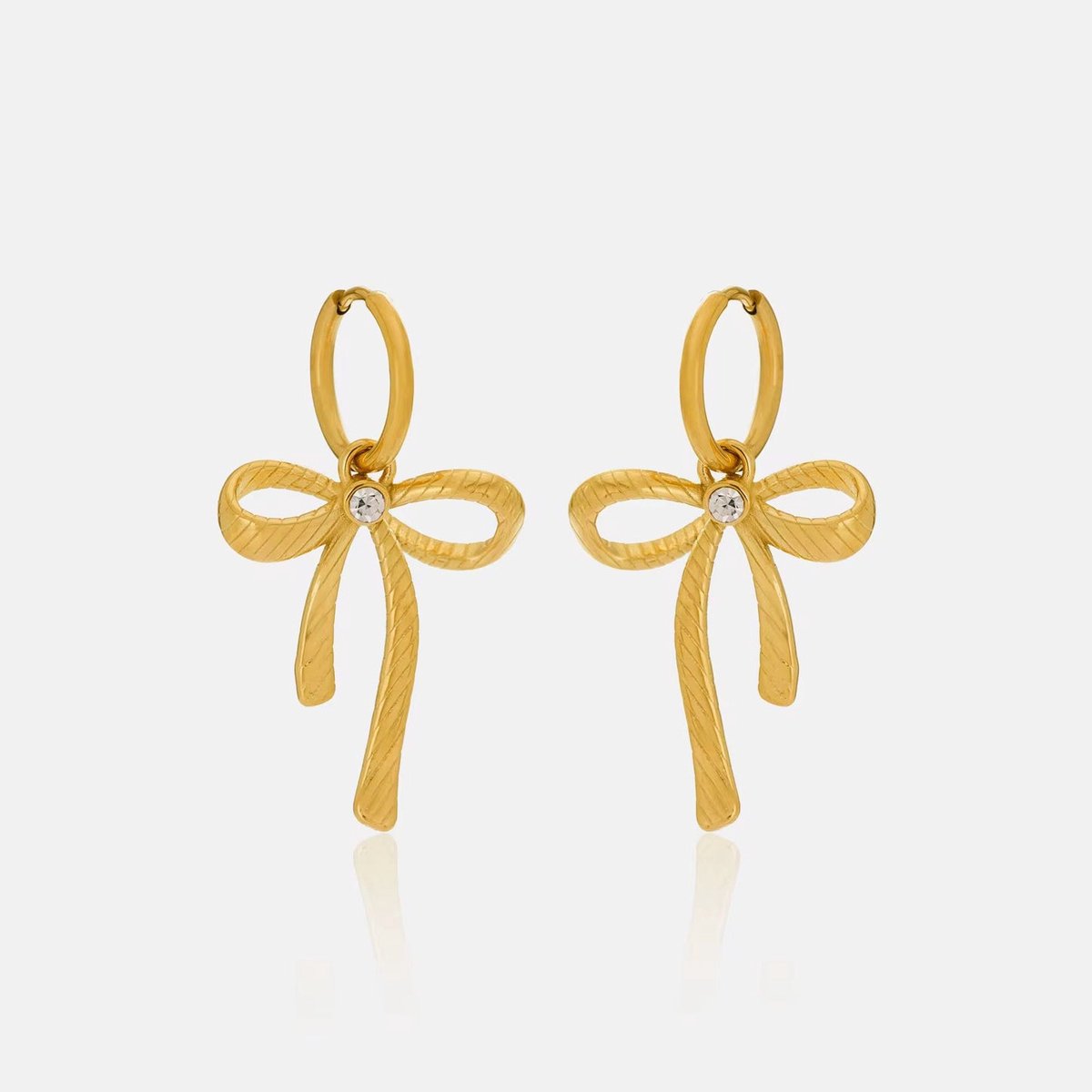 Cliste Couture - Bow Oorbellen Set met Zirkonia - Sieraden - Oorbellen Dames - Verguld - Oorbellen - Goud