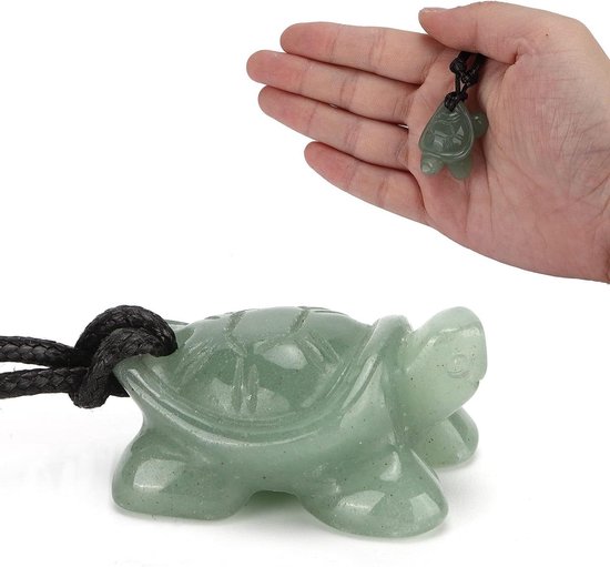 Allecto Plus - Collier Bijoux tortue en jade vert - Amulette porte Geluk Decor