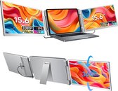 Virello® Draagbare Flip Monitor 15,6" Full HD - USB-C & HDMI - Inclusief Beschermhoes - Voor Laptop, MacBook, PS5, Nintendo Switch - Grijs - 2 jaar garantie