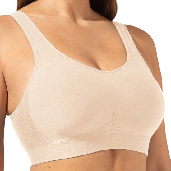 Naadloze Push Up BH - Maat M - Beige - Shapetape - BH Dames Zonder Beugel - Naadloze BH - Comfort BH - Magic Bra - Brede bandjes - Beha met Sluiting - Niet-voorgevormde BH - BH met Vulling