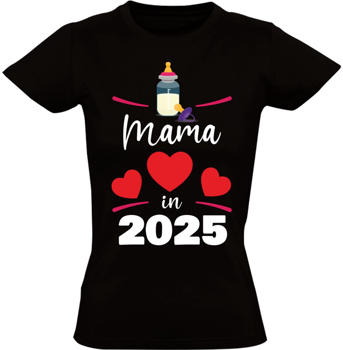 Mama in 2025 Dames T-shirt - moeder - zwanger - bekend maken - kindje - baby - in verwachting - zwangerschap - shirt