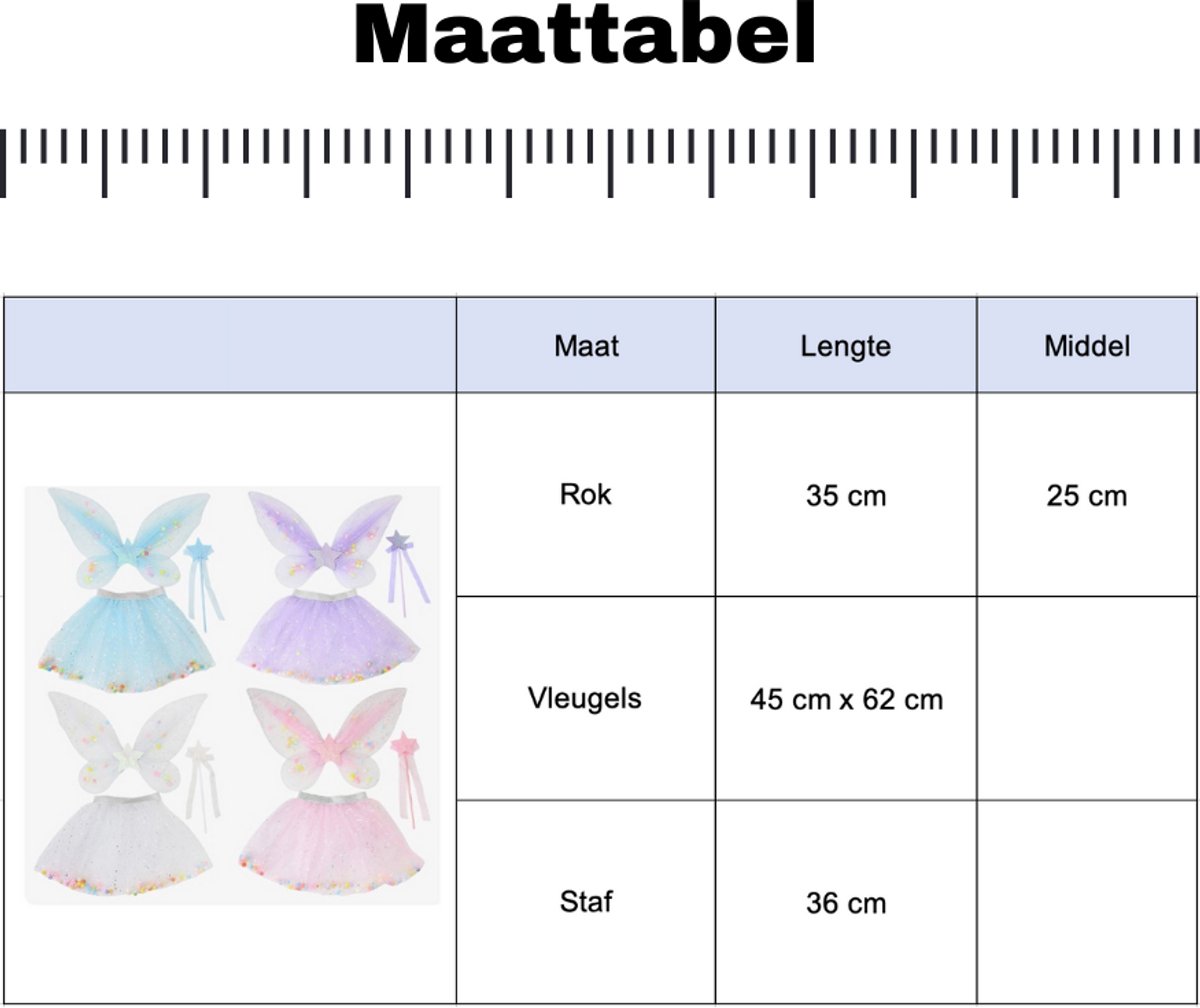 Joya Kids® Tuin Vlinder Fee Verkleedset voor Meisjes | Fëen Tutu verkleedkleding | Prinsessencape | Cape Set | Unicorn | Meisje Verkleedset | Carnvalskleding Halloween Meisjes | Met Haarband, Staf, Vleugels en Tutu | Licht Roze — afbeelding 11