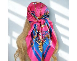 Hoofdsjaal - Satijnen Haar Sjaal - Festival Look - Vierkante Sjaal - Fantasie - Zomer Sjaal - Haarband - Classy - Groen - Blauw - Gosia