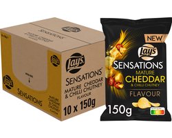 Lay's Sensations Mature Cheddar & Chilli Chutney - Chips - 10 x 150 gram