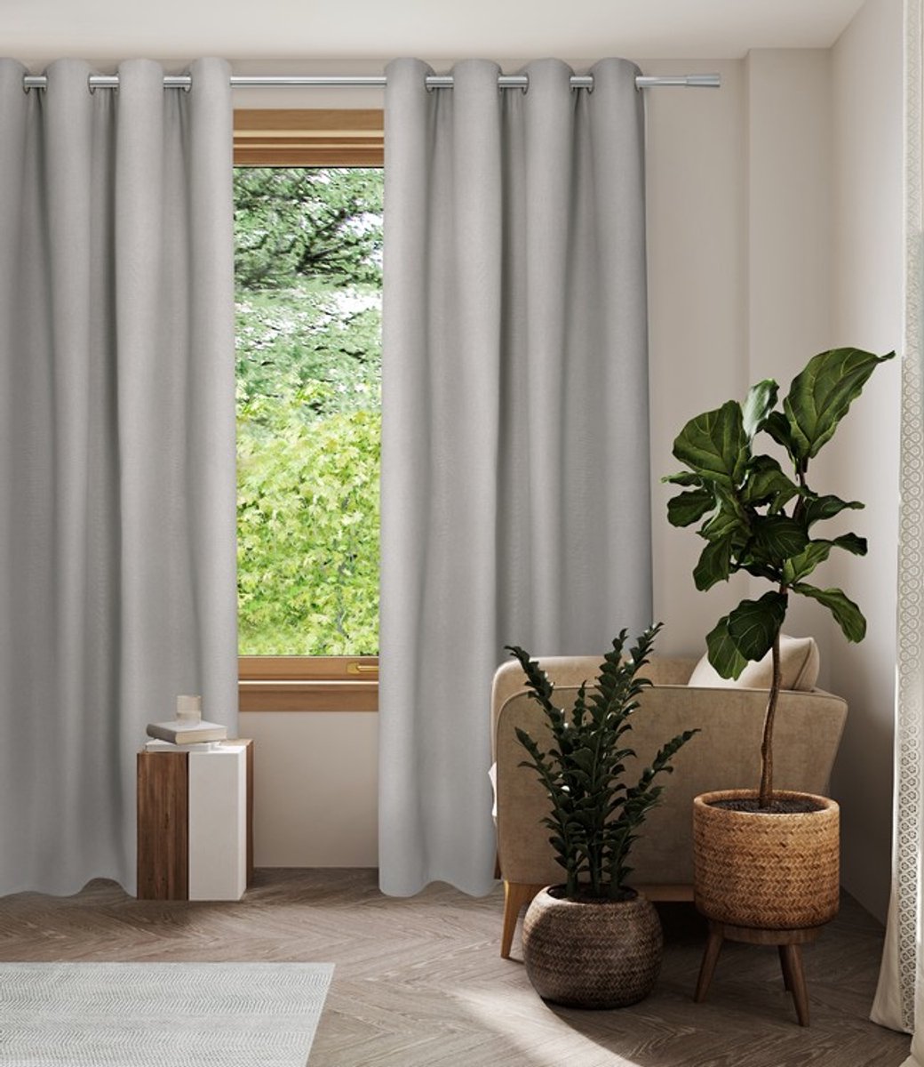 Home Style Thermisch Gordijn – Lichtdoorlatend – Met Ringen – 140x250 cm – Naturel