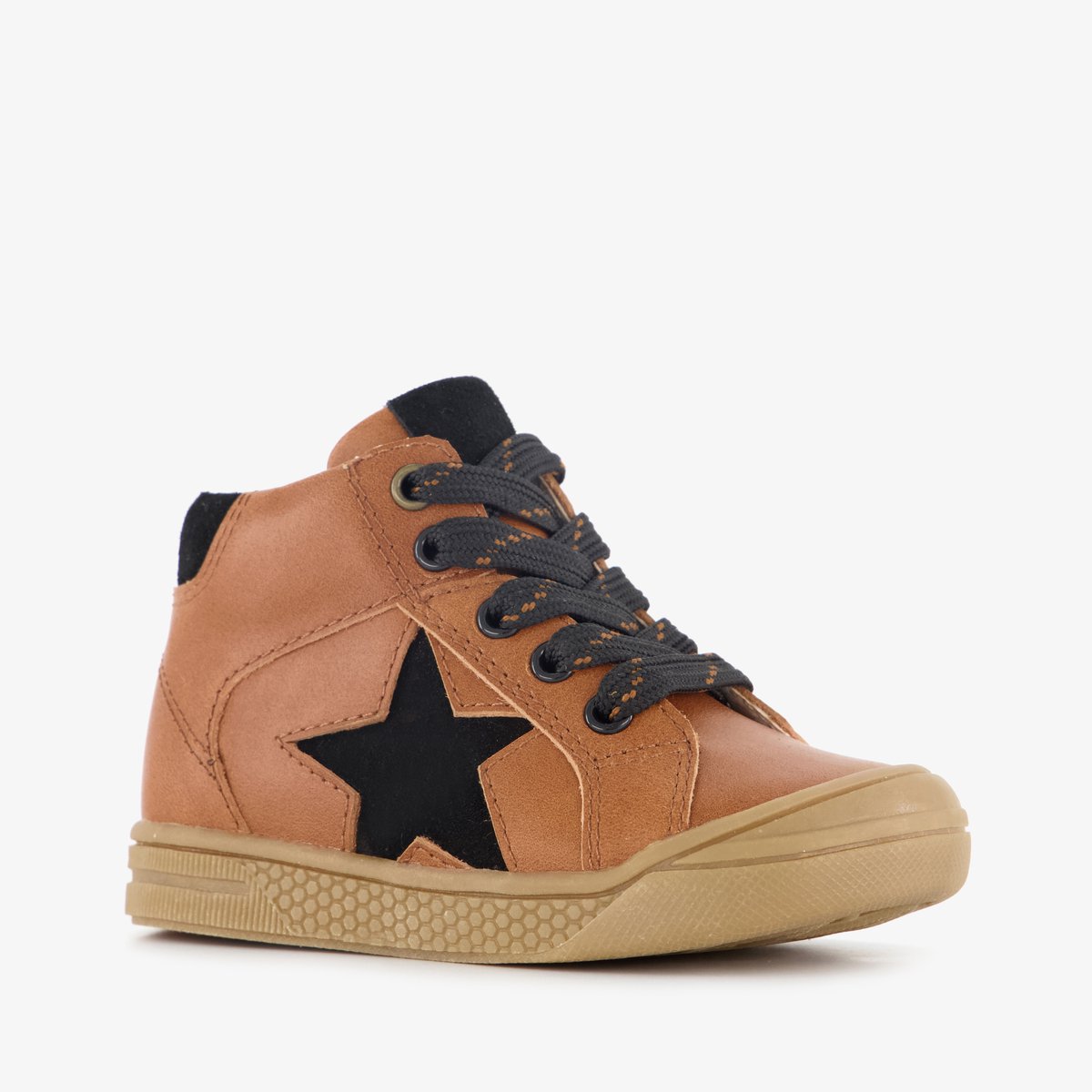 Stap leren jongens veterboots cognac - Maat 25
