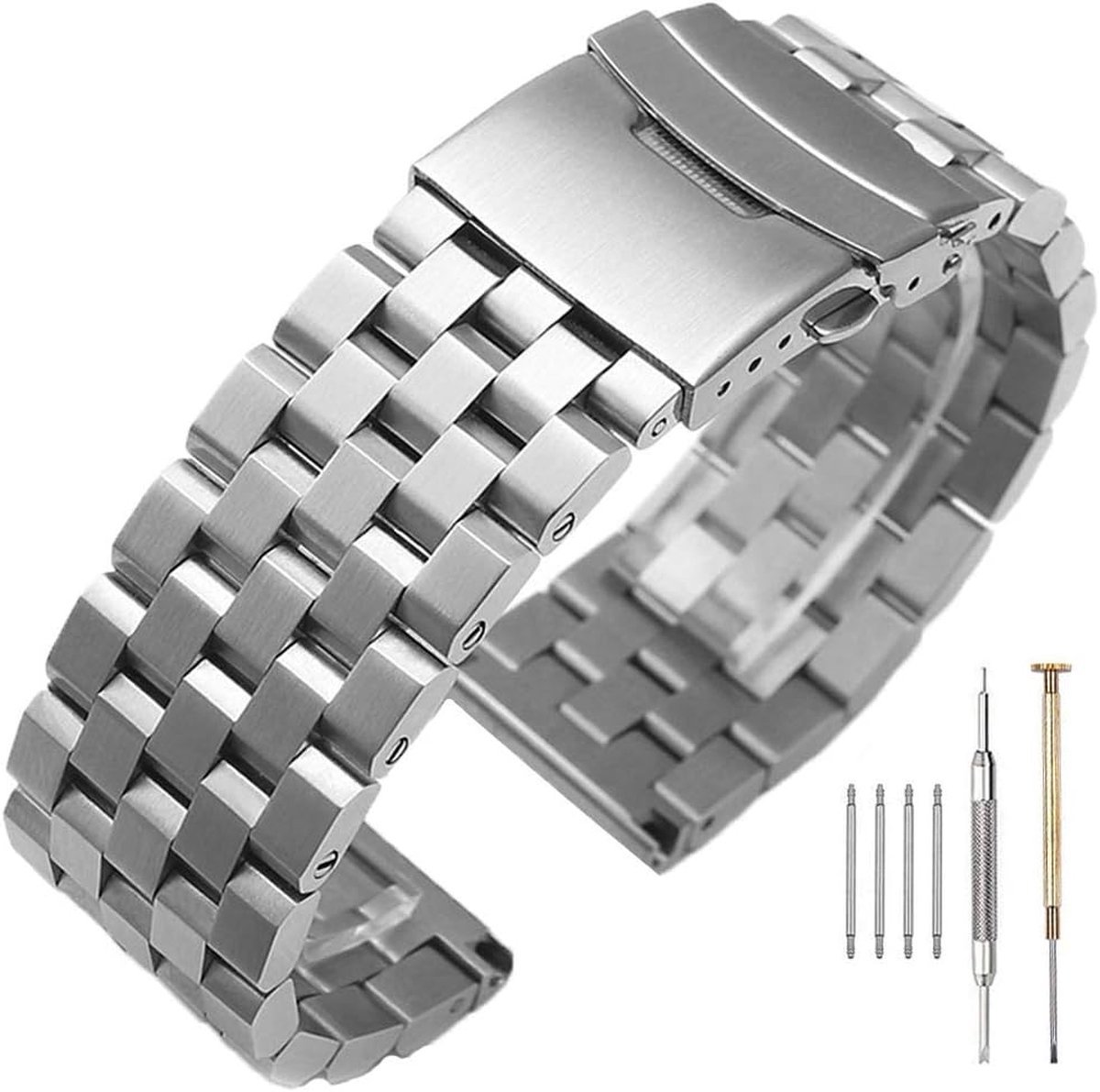 Horloge Band 24mm RVS - RVS Horlogeband - Met Complete Toolset - Massieve Horlogeband - Roestvrijstaal - Schakels