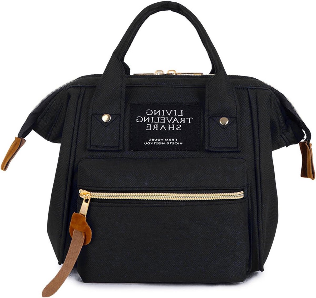 Allecto Premium - Multifunctionele Casual luierrugzak voor mama en baby in zwart - Organizer rugzak voor onderweg - Luiertas flessentas - Kinderwagen en ziekentas - Medium formaat - Handtas