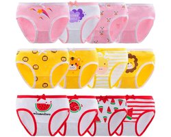 Comfortabele katoenen kinderonderbroek voor kleine meisjes - 2-12 jaar - 12 stuks - Kleur-9 - Maat 2-4 J.