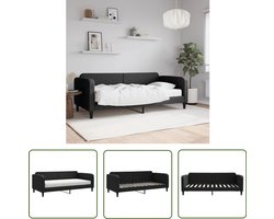 vidaXL Sofa Bed - Slaapbank - Slaapbank met matras 90x200 cm stof zwart - Tweepersoons Bed - Zwarte Meubels - Stoffen Bank
