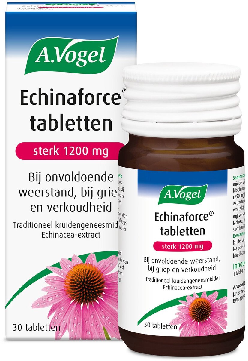 Goedkoopste A.Vogel Echinaforce sterk 1200mg tabletten - Geneesmiddel bij onvoldoende weerstand, griep en verkoudheid - 30 st