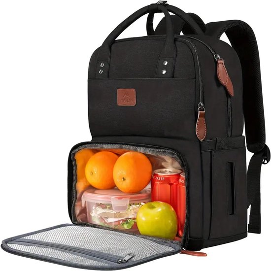 Sac à dos femme et homme 20 L - Sac à dos pour ordinateur portable 39,6 cm avec compartiment isotherme et port USB, étanche, antivol, pour le travail, École et les Voyages