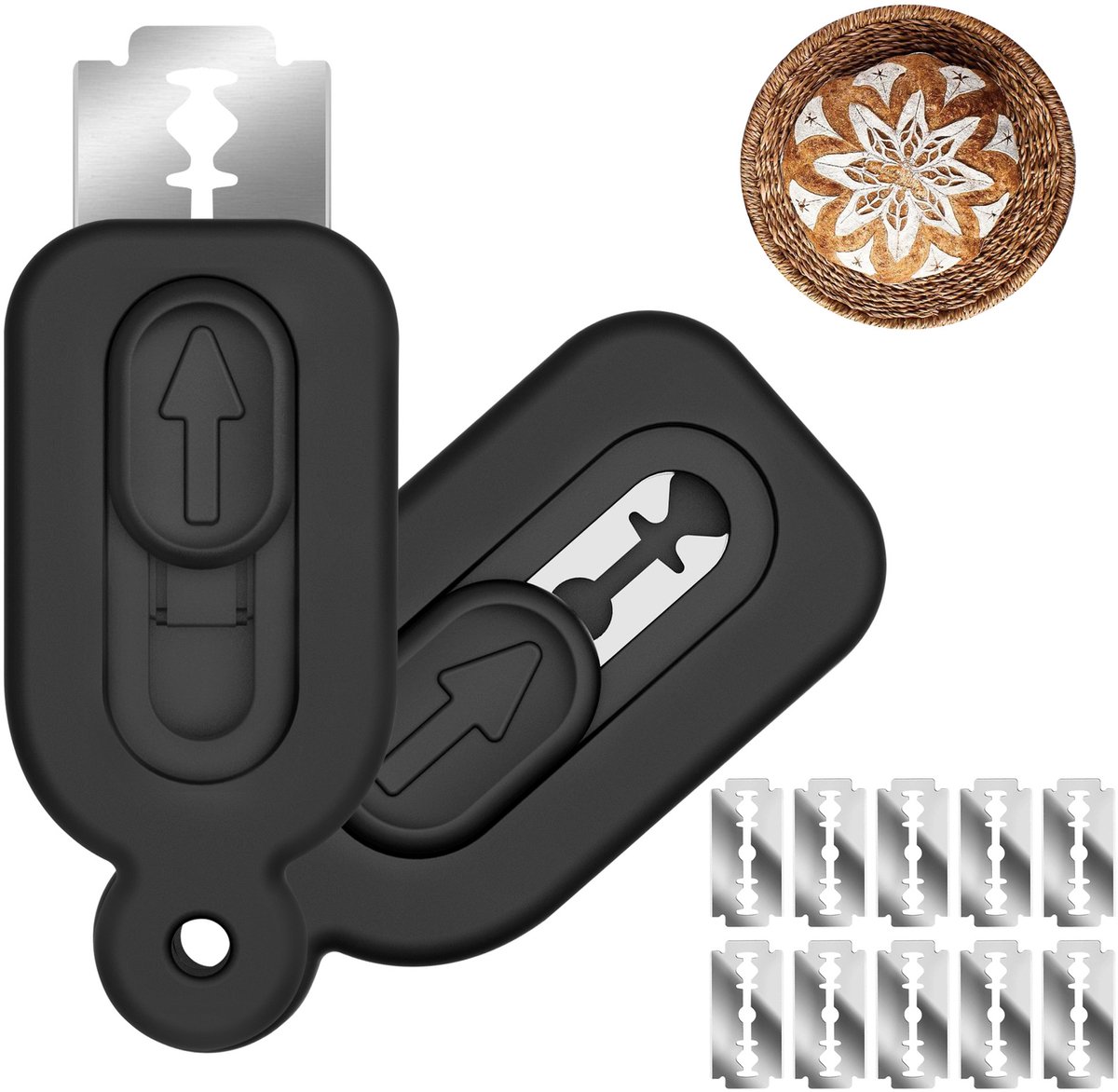 2-Pack Verwijderbare Magnetische Broodmes Deegverdeler Bevat 10 Messen