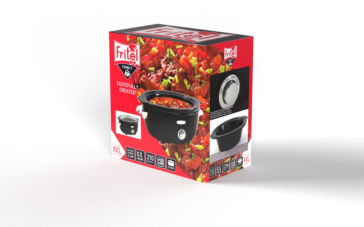 FRITEL Slow Cooker SC 2290 - Elektrische Stoofpot / Crock Pot - 5,5L - 210W - 4 tot 8 Pers. - Keramische pot - 4 Warmtestanden – foto 7