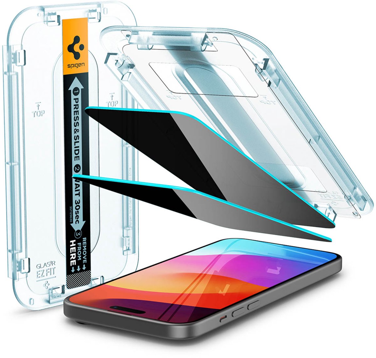 Spigen Glas.tR EZ Fit (Privacy) (2P) Screenprotector voor iPhone 15 - Transparant