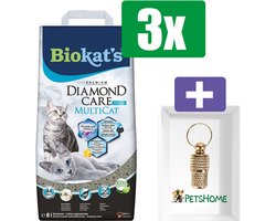 Biokat's Diamond Care fresh multicat 8ltr - Kattenbakvulling - 3 Zakken - Inclusief PetsHome Goudkleurige Adreskoker