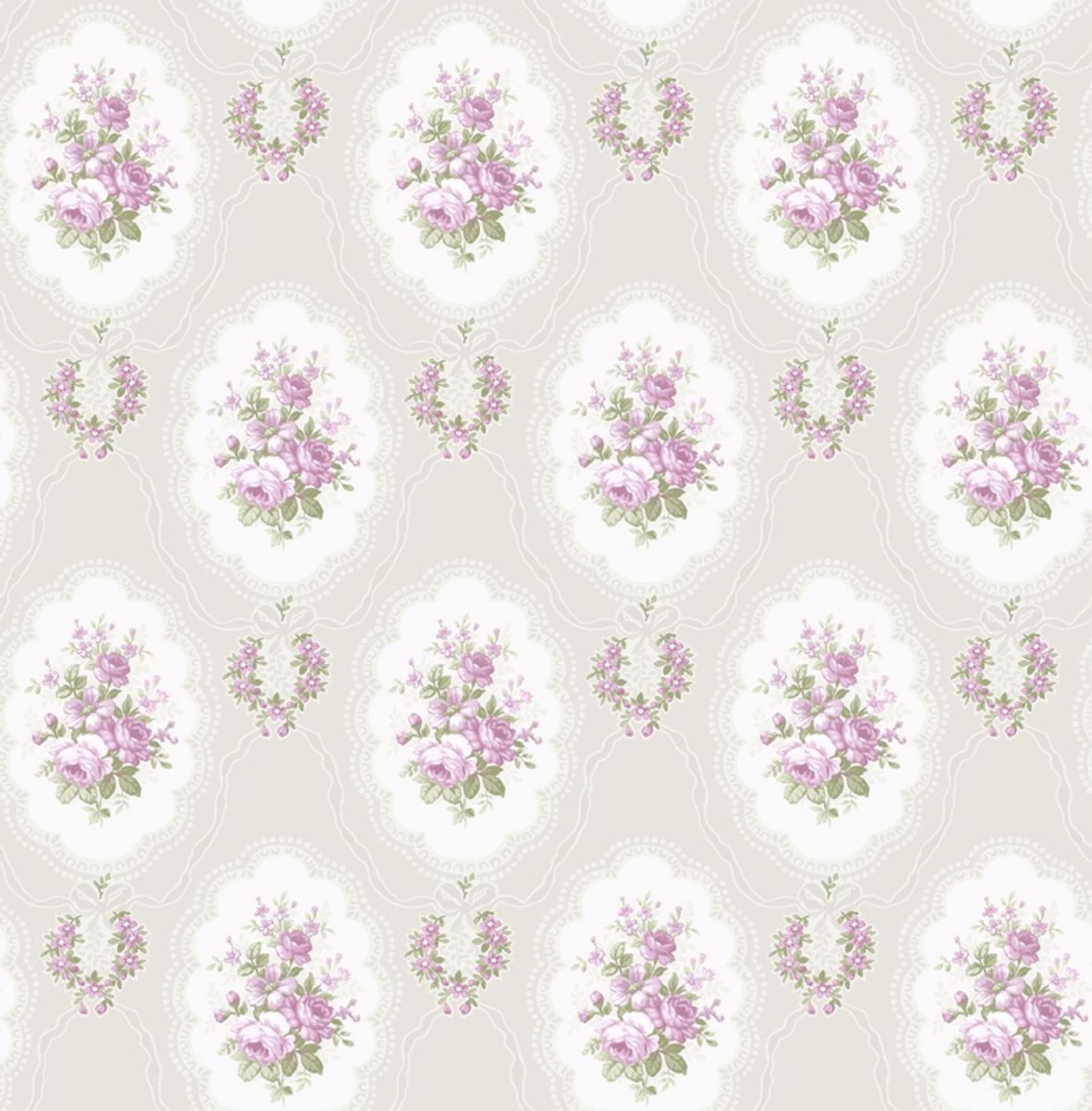 Engelse bloemen behang violet creme fd23230
