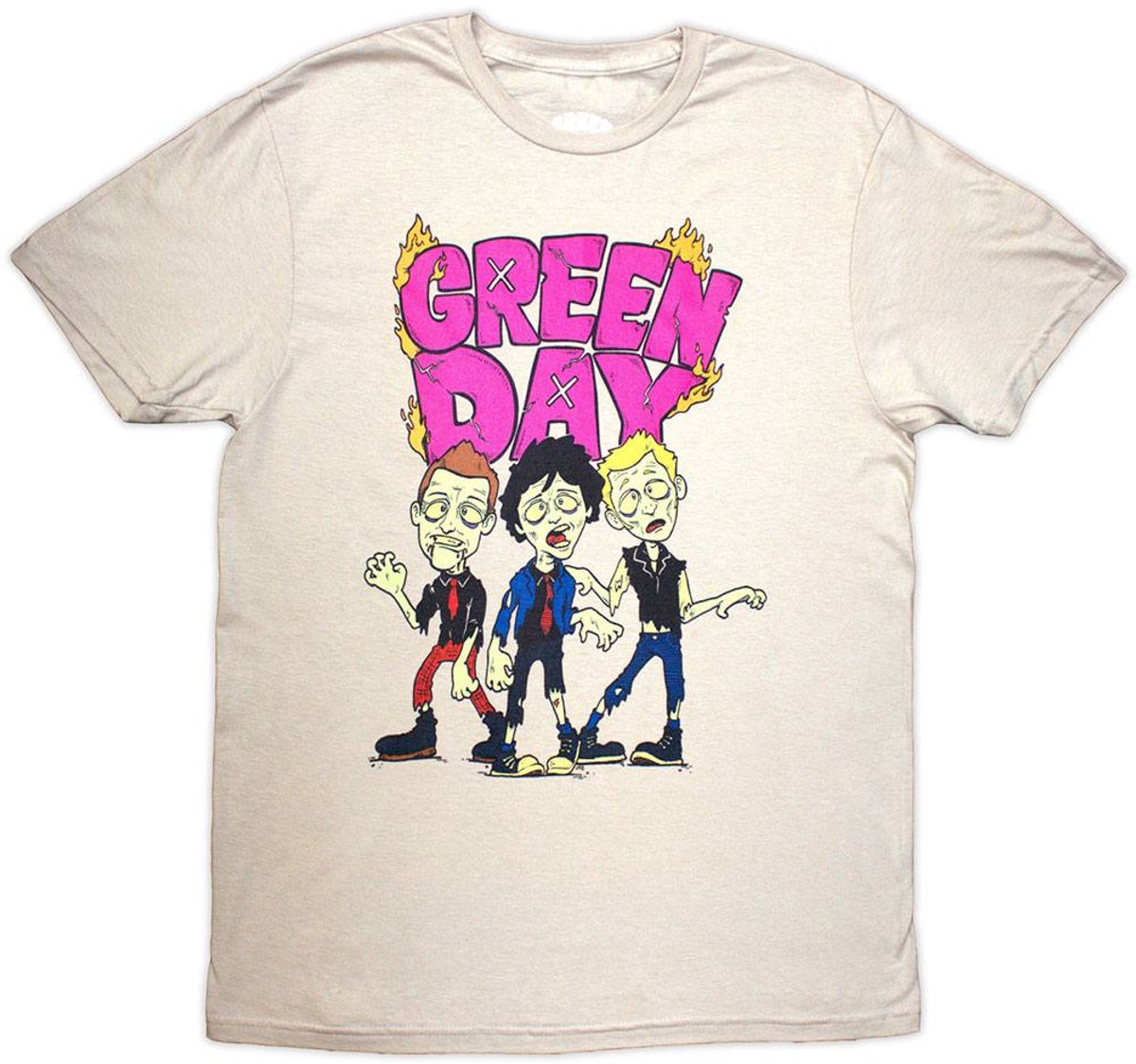 Green Day - Walking Zombies Heren T-shirt - S - Creme
