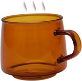 Allecto Premium - Glazen koffiekopje 350ml hoge temperatuur bestendig - thuiskantoor en café - amber
