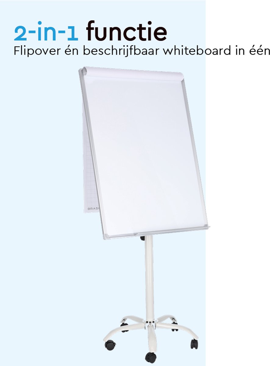 BRASQ Flipover Verrijdbaar - Verstelbaar Whiteboard - Wit thumbnail 2