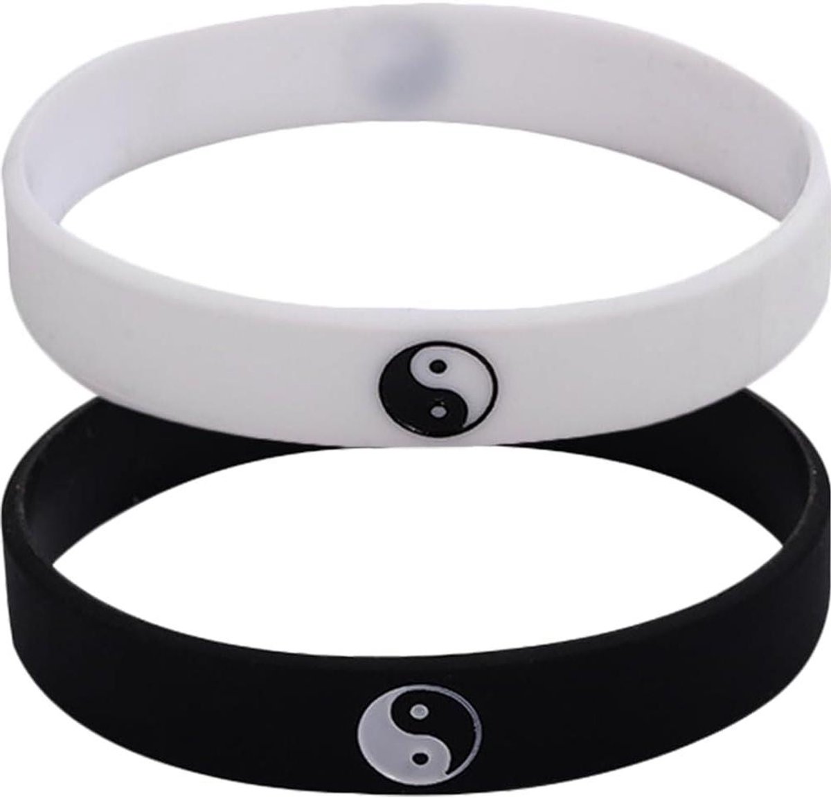 Allecto Premium - Set van 2 Chinese Armbanden Tai Chi Yang Polsbandjes - Silicagel Accessoires voor Mannen en Vrouwen - Bijpassende Koppels Geschenken - 6.5x6.5CM