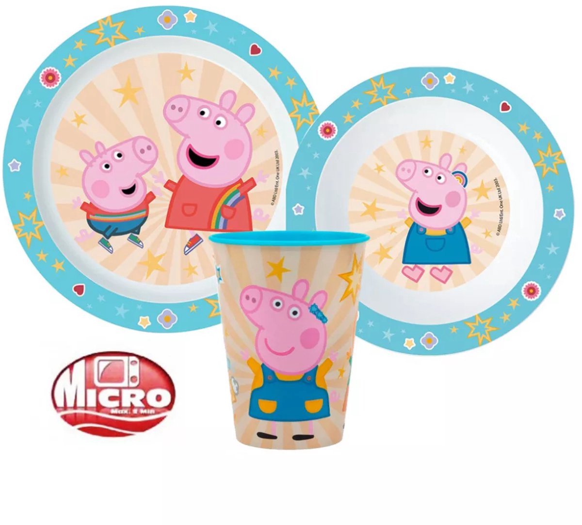 Peppa Pig Kinderserviesset 3-delig – Bord, Kom & Beker