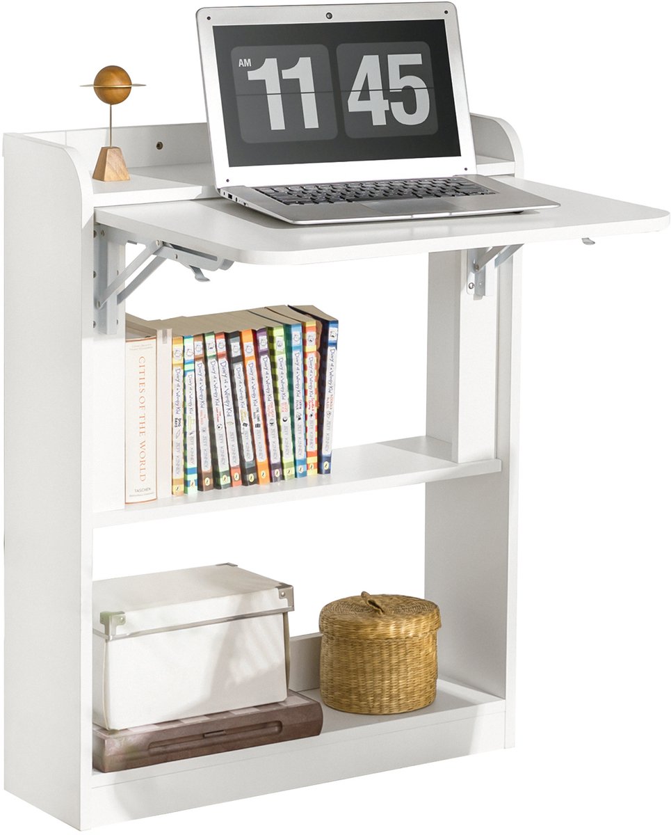 SoBuy FWT92-W Inklapbaar Bureau - 64 x 58 x 82 cm - Wit