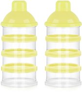 Biberon portable - Distributeur de biberons - Bouteille empilable à 4 compartiments - Idéal pour les voyages - Contenant Nourriture pour bébé et collations pour enfants - Sans BPA - Set de 2 - Jaune