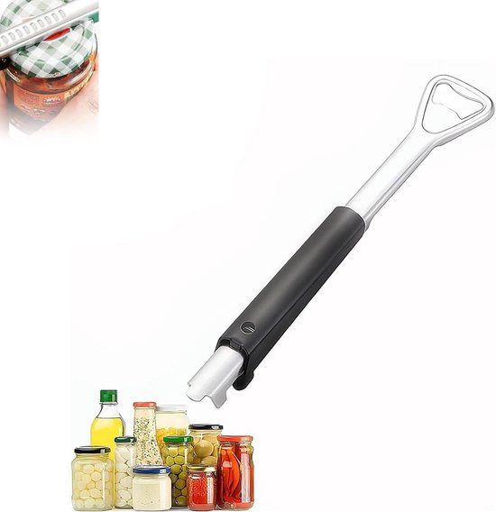 Wiltshire Industriële roestvrijstalen handmatige blikopener, blikopener met ingebouwde flesopener, keukengerei, stevig met S/S-handgrepen