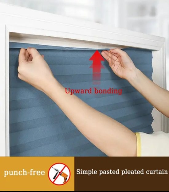 Store plissé occultant, résistant à la chaleur et isolant - Wit - Largeur max 90 cm à Longueur 210 cm - facile à raccourcir - 100% étanche à la lumière - résistant à la chaleur - Facile à installer sans perçage