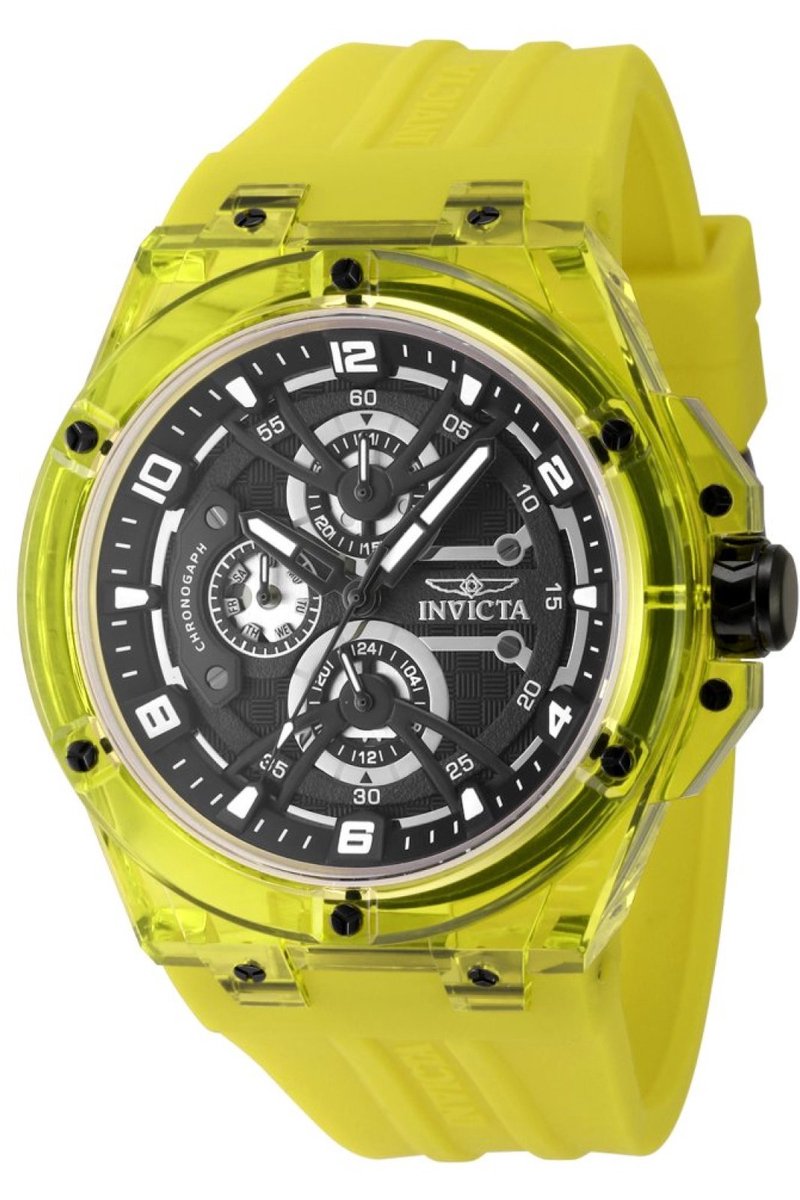 Invicta Racing 48811 Heren Horloge - Waterdicht - Analoog - Quartz Uurwerk - Plastic met zwarte Wijzerplaat - 46mm