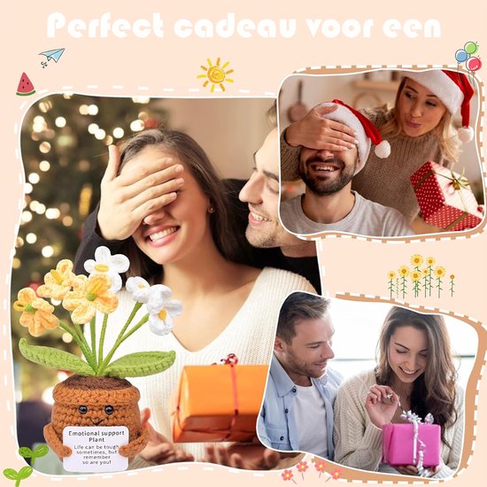 Pocket Hug Positieve Bloem, Grappige Positieve Breiwol Zonnebloem Motiverende Cadeaus voor Vriendinnen, Collega's en Familie (geel) van Merkloos — afbeelding 4