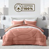 Sleep Comfy Cottiva Series - All Year Dekbed zonder overtrek - Oudroze & Salmon | 140x200 cm - 30 dagen proefslapen - Wasbaar hoesloos dekbed - Binnen & Buiten - 100% Katoen - Met Kussenslopen| Dekbed in Kleur - OEKO Green - Droogt Snel