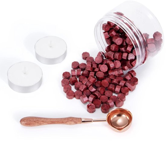Wax Seal Kralen,3 Kleuren 420PCS Die Wasparels Met 1PCS Was Het Smelten Lepel En 2 Kaarsen Voor Wasverbinding Verzegelen De Uitrusting Van De Wasverbinding Voor Uitnodigingen