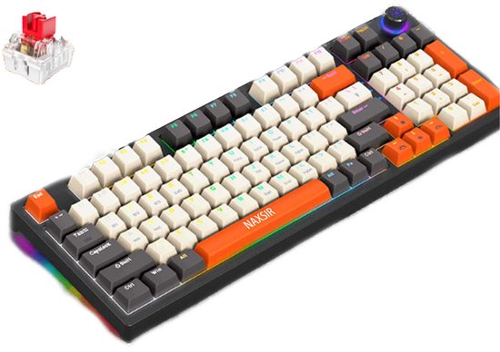NAXSIR 3-Modus Mechanische Toetsenbord | Aanpasbare RGB-verlichting + Hyper-Snelle Drie-Modus Connectie (Bluetooth 5.0/2.4GHz/USB) | Voor Win/Mac