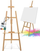 Artina Tessin - chevalet en bois, hauteur 150 cm - pin certifié FSC®, réglable en hauteur, grand et petit support de cadre - chevalet pour enfants et adultes