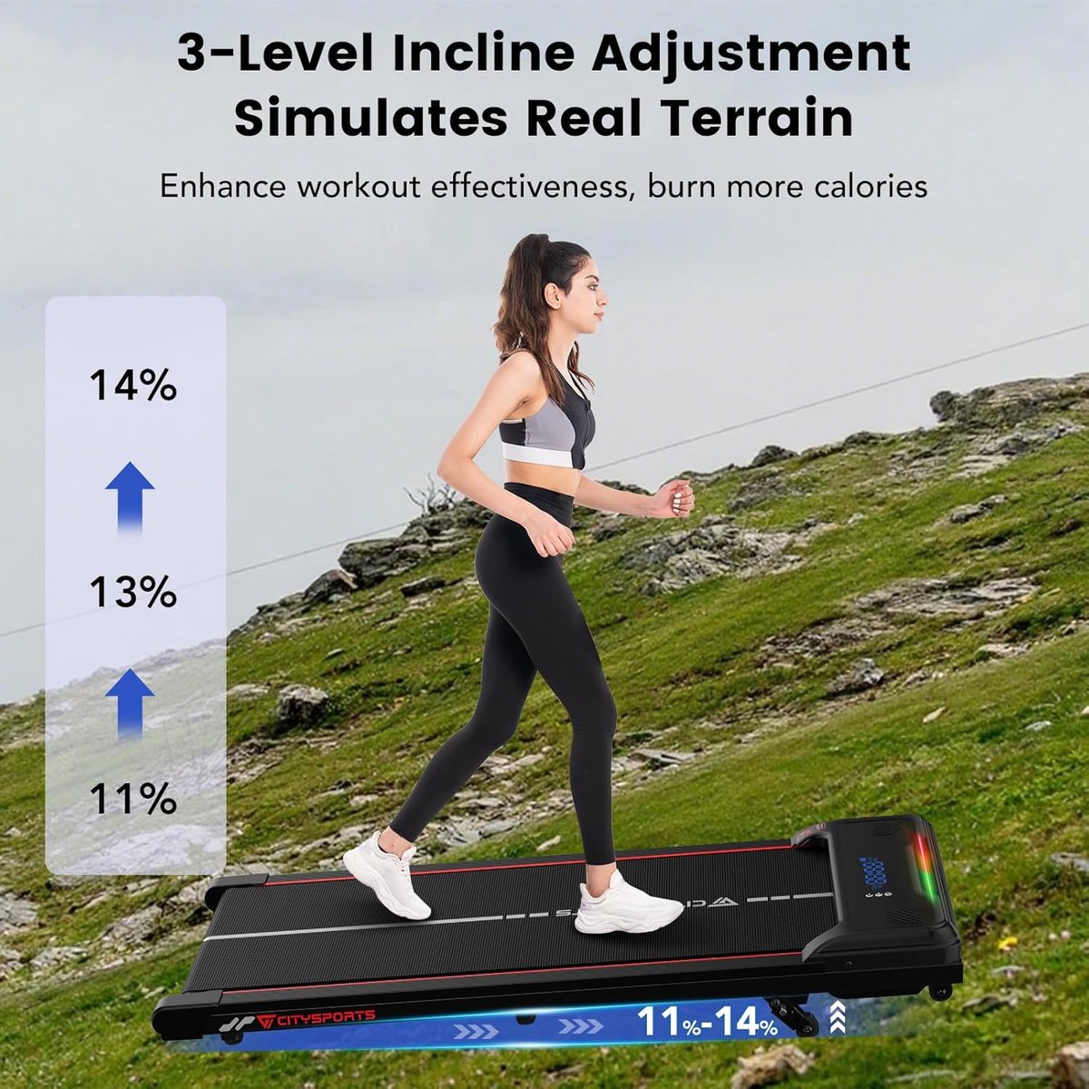 Afbeelding 3 van CITYSPORTS WP6 Loopband - Wandelband - Elektrisch Loopband - Fitness - Walking Pad - 1~6km/h - 120KG - Incl. Afstandsbediening