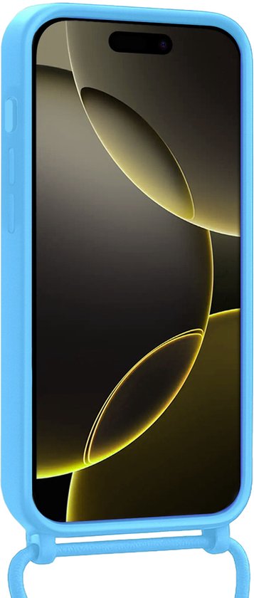 Étui pour iPhone 16 Pro avec cordon et porte- iPhone en Siliconen - Bleu clair - 2 Pro