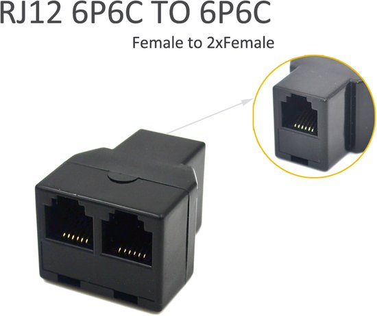 P1 Splitter met 2 Meter Aansluitkabel – P1 poort splitter - P1 splitter slimme meter - Geschikt voor Slimme Meter, HomeWizard, Laadpaal & Energieverbruik Dongle – 1x RJ12 naar 2x RJ12