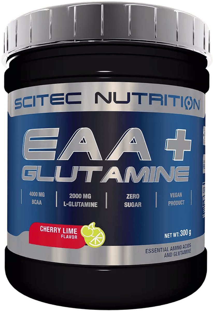 Scitec Nutrition® - EAA + Glutamine (300 gram - Cherry/Lime) - Kers/Limoen - 33 doseringen - essentiële aminozuren - bcaa - poeder
