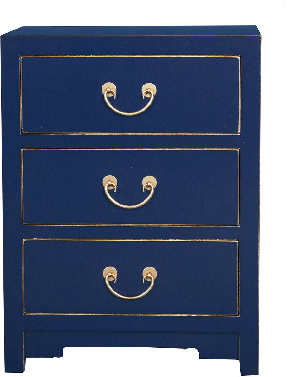 Fine Asianliving Chinees Nachtkastje Midnight Blauw - Orientique Collectie B45xD30xH60cm Chinese Meubels Oosterse Kast