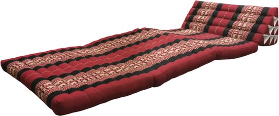 Fine Asianliving Thais Kussen Meditatie Driehoek Vloer Ligmat Yoga Uitklapbaar Kapok 80x190x7cm XXXL Rood Olifanten Meditatie Mat Matras van Fine Asianliving — afbeelding 2