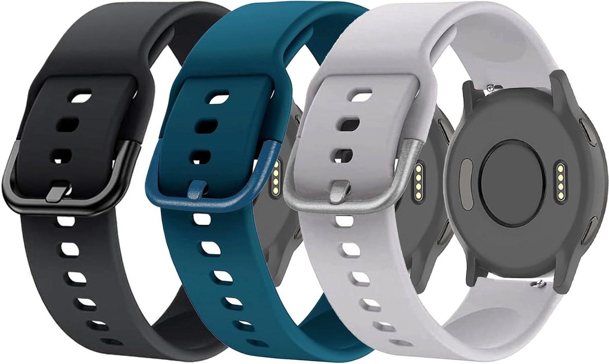 Allecto Premium - Sportieve Vervangende Horlogeband 18 mm voor Garmin Horloges - Set van 3 - Zacht Silicone - Geschikt voor Dames en Heren - Past op Diverse Modellen