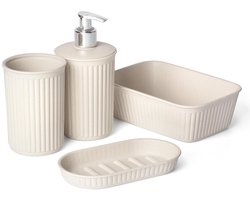 Badkamerset - duurzaam en minimalistisch - 4 stuks - gerecycled materiaal