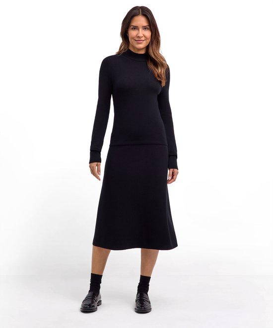 Pull à col roulé en laine douce et chaude FALKE Favorites Ultrafine Mock Neck pour femme, noir - taille L