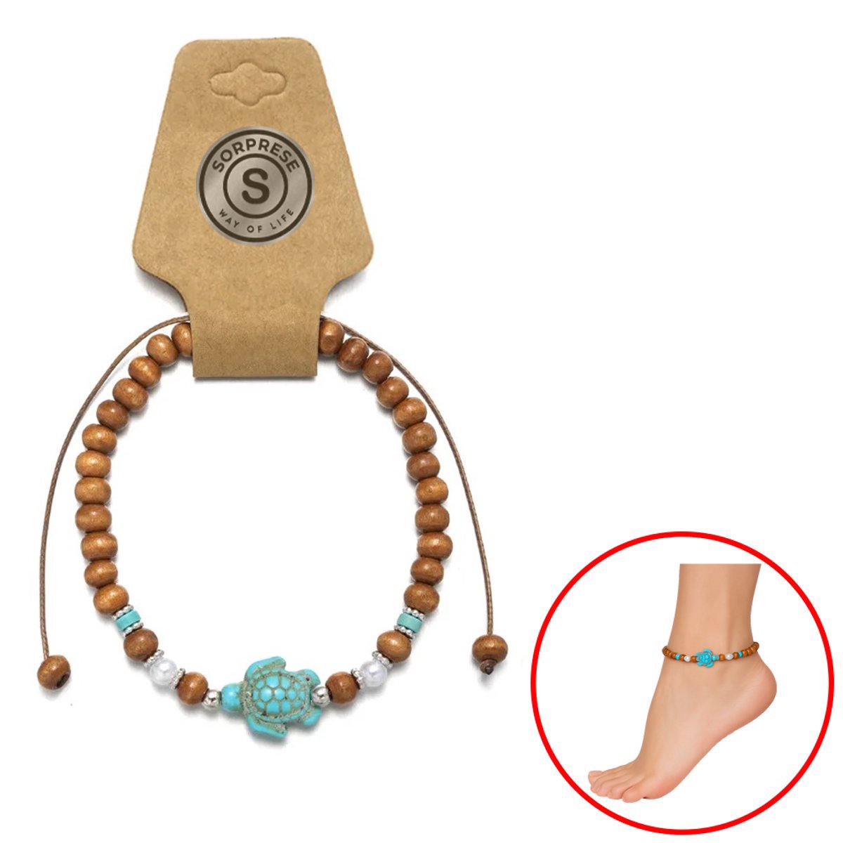 Enkelbandje - zilverkleurig - turtle - enkelbandjes dames - 3 delig - model C - Moederdag - Cadeau